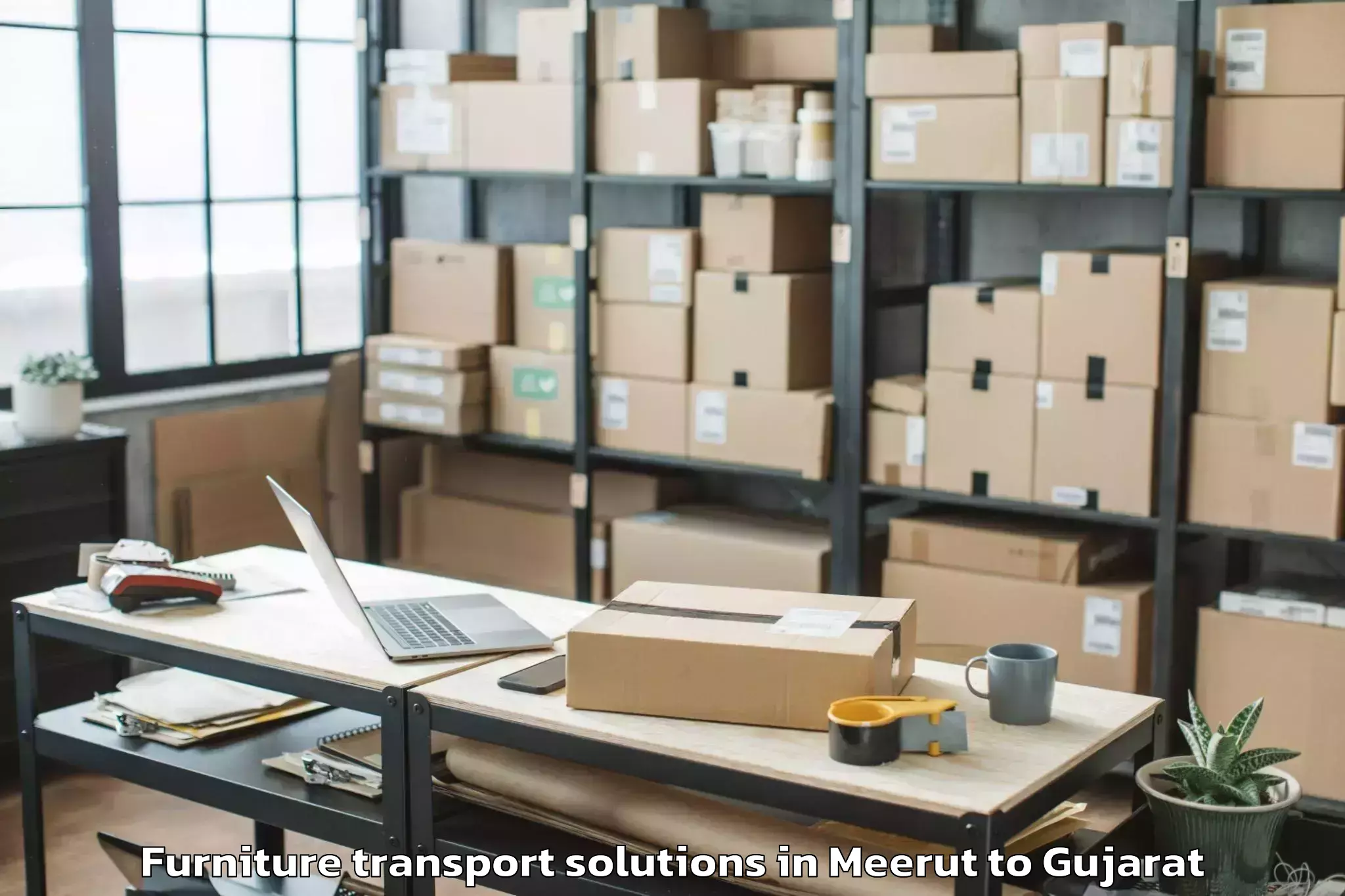 Expert Meerut to Unjha Furniture Transport Solutions